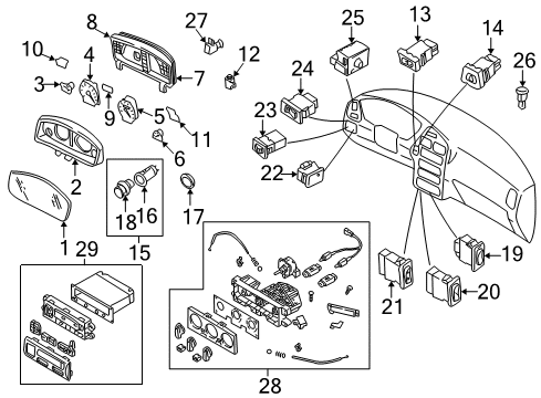 2001 Nissan Pathfinder Cluster & Switches Tachometer Assy Diagram for 24825-4W300