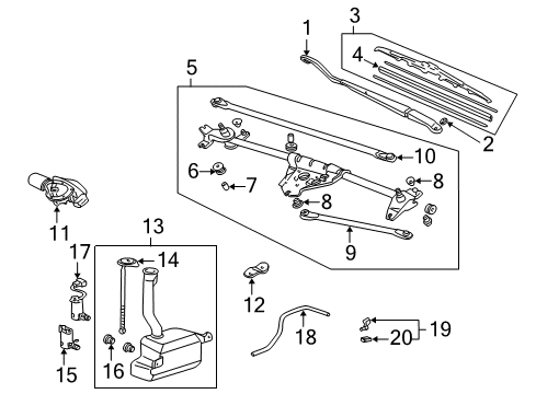 2005 Acura MDX Wiper & Washer Components Arm, Windshield Wiper (Driver Side) Diagram for 76600-S3V-A02