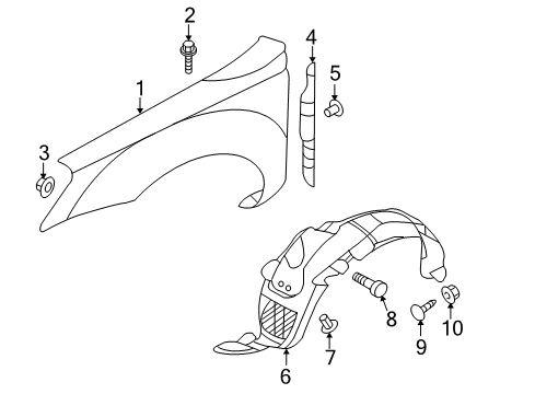 2010 Kia Optima Fender & Components Guard Assembly-Front Wheel Diagram for 868112G500