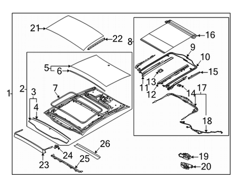2021 Kia K5 Sunroof Carriage Assembly-RH Diagram for 81654L2000