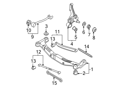 2005 Kia Sportage Rear Suspension Components, Stabilizer Bar Stopper-Upper Diagram for 55477-2E000