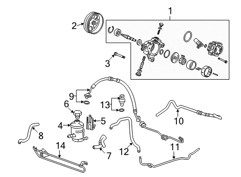 2011 Acura RDX P/S Pump & Hoses, Steering Gear & Linkage Bolt, Flange (8X45) Diagram for 95701-08045-08