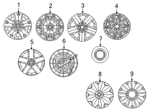 2008 Chrysler 300 Wheel Covers & Trim Wheel Cover Diagram for 1DV32PAKAB