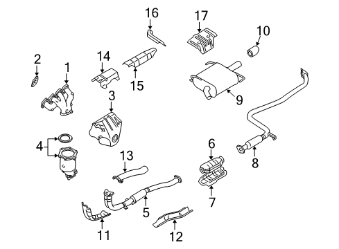 2001 Nissan Altima Exhaust Components Exhaust Manifold Diagram for 14004-0Z801