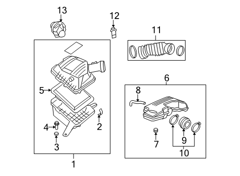 2009 Hummer H3 Air Intake Inlet Duct Diagram for 25872511