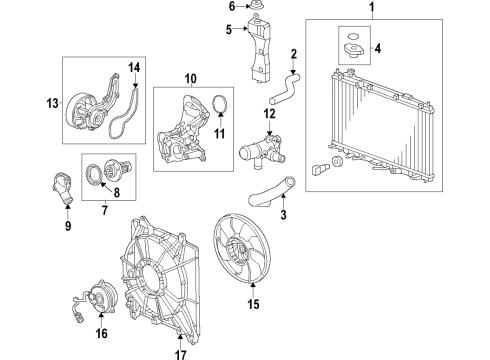 2016 Honda Fit Cooling System, Radiator, Water Pump, Cooling Fan Fan, Cooling Diagram for 19020-5R1-003