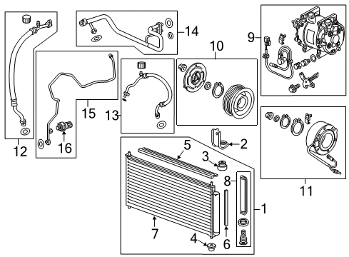 2013 Honda CR-Z A/C Condenser, Compressor & Lines Condenser Assy. Diagram for 80100-SZT-G01