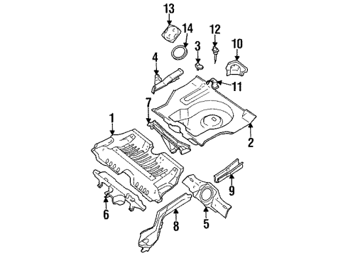 1999 Nissan Sentra Rear Body - Floor & Rails Floor-Rear, Front Diagram for 74512-F4330