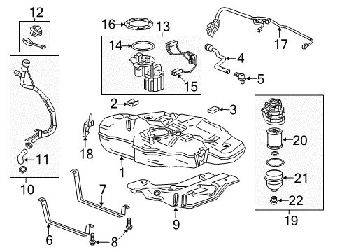 2018 Chevrolet Cruze Fuel System Components Tank Shield Diagram for 39007225