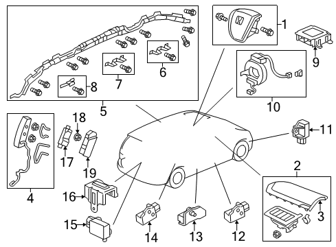 2013 Honda Odyssey Air Bag Components Sensor Assembly Diagram for 77970-STX-A01