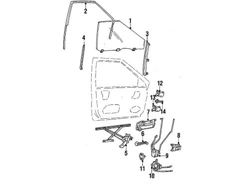 1986 Honda Accord Door & Components Sash, R. FR. Door (Lower) Diagram for 72230-SE3-000