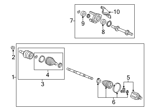 2022 Acura ILX Drive Axles - Front Joint, Inboard Diagram for 44310-TV9-305
