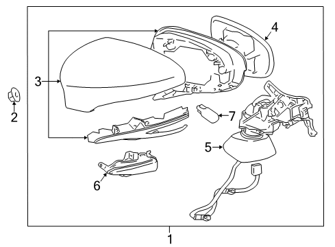 2015 Lexus GS450h Outside Mirrors Mirror Assembly, Outer Rear Diagram for 87910-30C41-A1