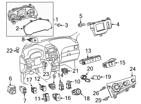 2012 Toyota Sienna Cluster & Switches, Instrument Panel Cylinder & Keys Diagram for 69056-0E020