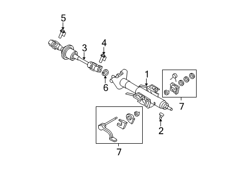 2009 Saturn Aura Steering Column Assembly Intermediate Steering Shaft Assembly Diagram for 25979679