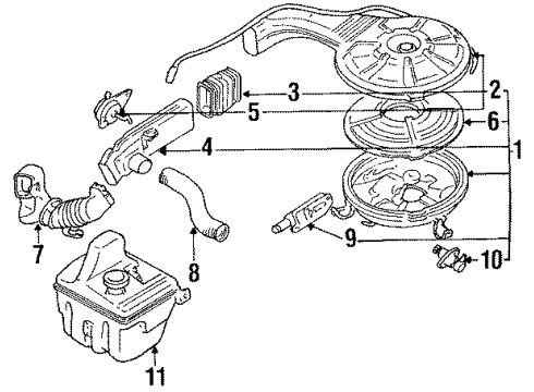 1988 Toyota Corolla Heated Air Intake Cap Sub-Assy, Air Cleaner Diagram for 17705-16190