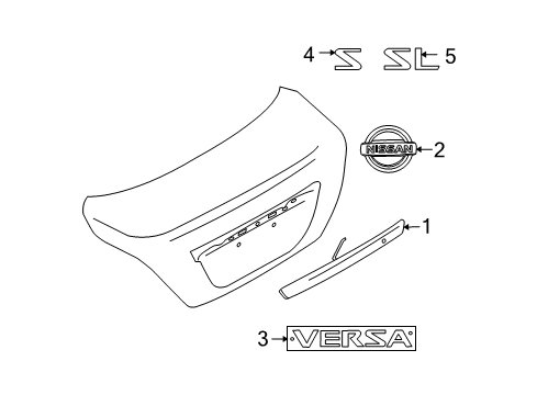 2011 Nissan Versa Exterior Trim - Trunk Lid Finisher Assy-Trunk Lid Diagram for 84810-EM40A