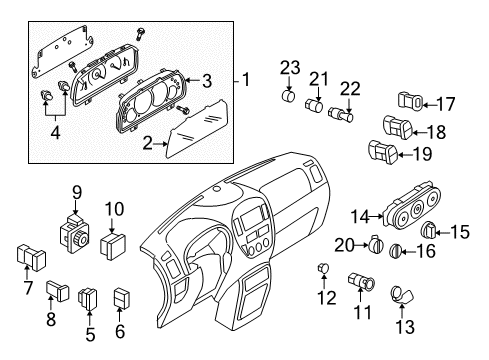 2001 Ford Escape Switches Cluster Assembly Diagram for YL8Z-10849-AA