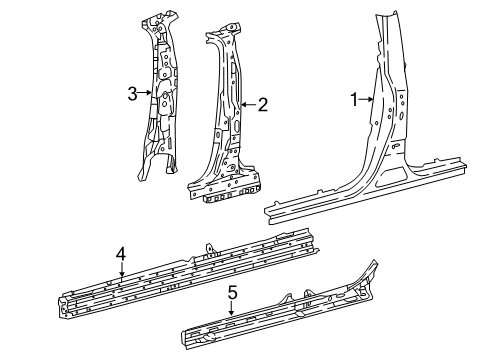 2021 Lexus LS500 Center Pillar & Rocker REINFORCEMENT SUB-AS Diagram for 61037-50091