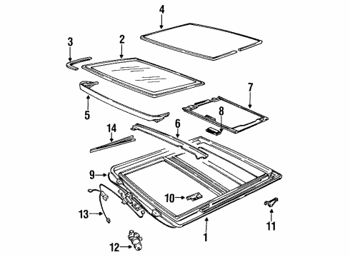 1992 Oldsmobile Cutlass Supreme Sunroof W/Strap-Sliding Glass Diagram for 12392898