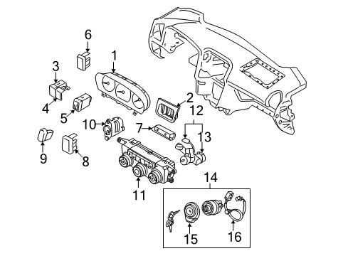 2009 Hyundai Sonata Ignition Lock Lock Key & Cylinder Set Diagram for 81905-0A510