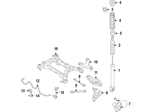 2015 Infiniti Q60 Rear Suspension Components, Lower Control Arm, Upper Control Arm, Stabilizer Bar ABSORBER Kit-Shock, Rear Diagram for E6210-1ND5A