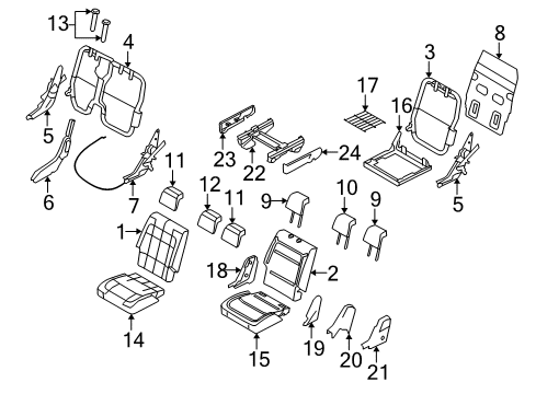 2011 Ford Flex Second Row Seats Seat Cushion Pad Diagram for 8A8Z-7463840-E