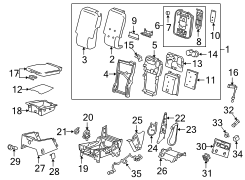 2019 GMC Sierra 1500 Front Seat Components Support Diagram for 84509618