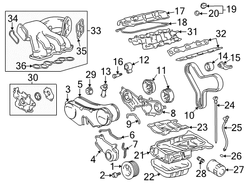 2002 Lexus ES300 Filters Bolt, Stud Diagram for 90116-A0027