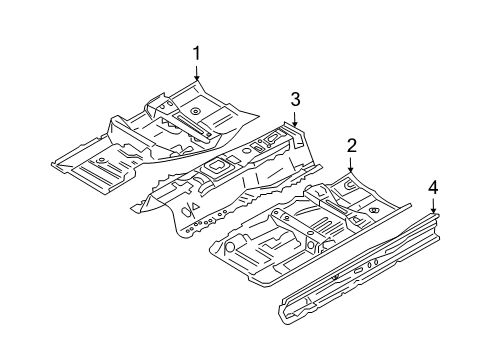 2009 Infiniti G37 Pillars, Rocker & Floor - Floor & Rails Floor-Front, RH Diagram for G4320-JJ5MA