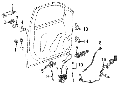 2014 Chevrolet Silverado 1500 Front Door Lock Cable Diagram for 23138467