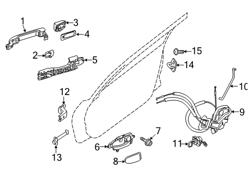 2013 Nissan Altima Front Door Gasket - Outside Handle Diagram for 80654-3TA0A