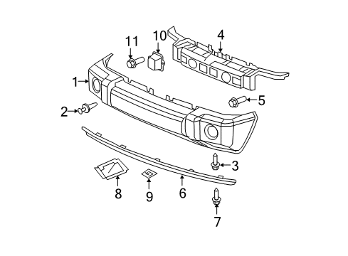 2009 Jeep Commander Front Bumper Clip-Trim Diagram for 5189180AA