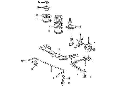 1997 BMW M3 Front Suspension Components, Lower Control Arm, Stabilizer Bar Front Right Suspension Strut Diagram for 31312228008