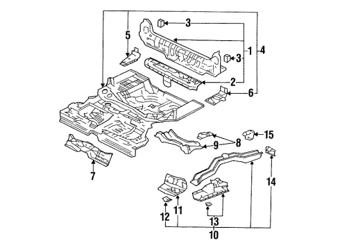 1993 Honda Accord Rear Body, Rear Upper Body, Rear Floor & Rails Stiffener, RR. Jack (Upper) Diagram for 65530-SM5-A00ZZ