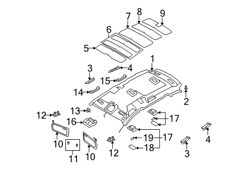 2010 Kia Rondo Interior Trim - Roof Sunvisor Assembly Right Diagram for 852021D040QW