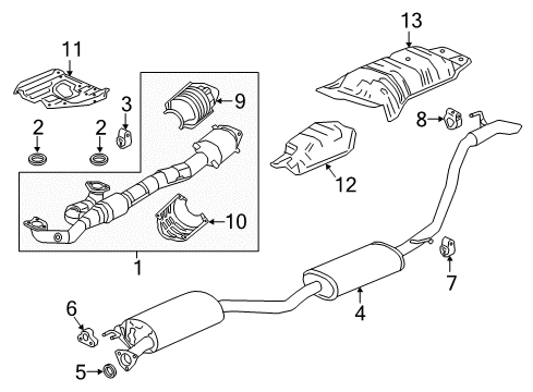 2019 Honda Ridgeline Exhaust Components Muffler, Exhuast Diagram for 18307-T6Z-A01