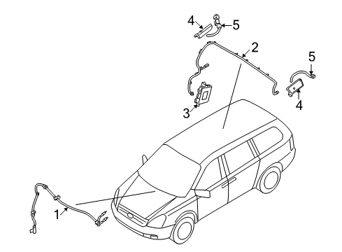 2008 Hyundai Entourage Antenna & Radio Cord Assembly-Glass Antenna Diagram for 962704D400