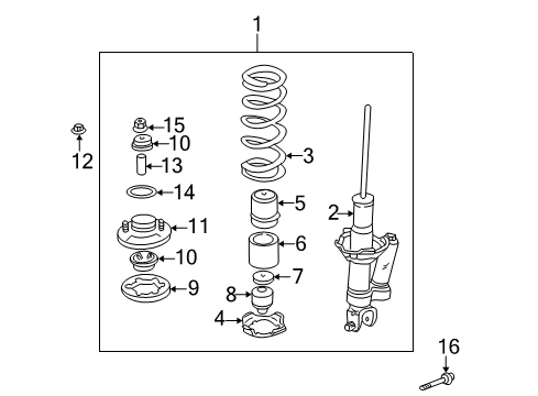 2001 Honda S2000 Struts & Components - Rear Shock Absorber Assembly, Right Rear Diagram for 52610-S2A-A04