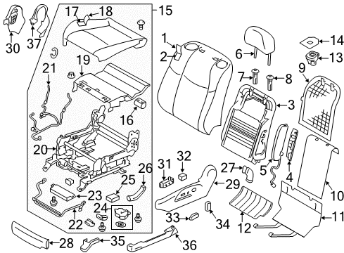 2013 Infiniti M35h Driver Seat Components Cushion Assy-Front Seat Diagram for 87350-1MA6B