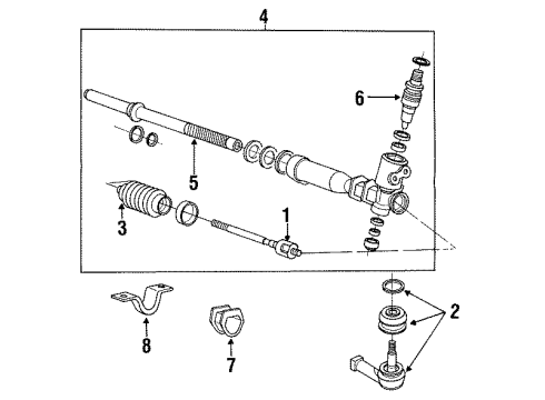 1989 Hyundai Sonata Steering Column & Wheel, Steering Gear & Linkage Reman Gear Assembly Power Steering Diagram for 57700-33100-RM