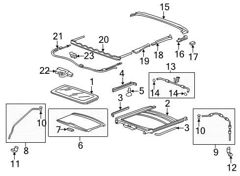 2009 Acura MDX Sunroof Valve, Front Drain Diagram for 70052-SHJ-A40