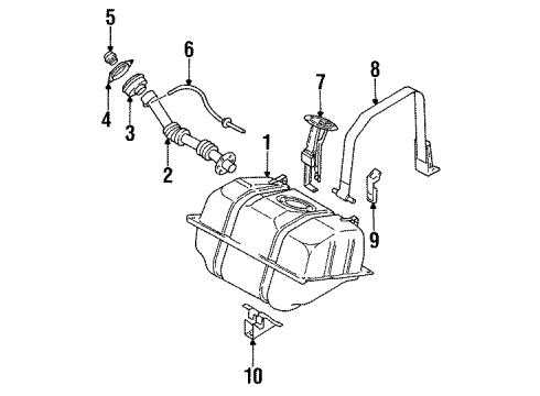 1994 Infiniti J30 Fuel System Components Band Assy-Fuel Tank Mounting Diagram for 17406-10Y10