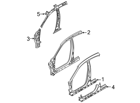 2020 Hyundai Sonata Aperture Panel, Center Pillar, Rocker Panel-Side SILL Outer, RH Diagram for 71322-L0D00