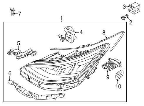 1993 Hyundai Elantra Bulbs Screw-Headlamp Adjust Diagram for 92172-21150