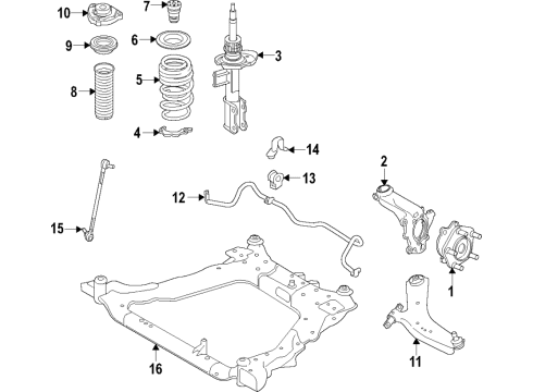 2022 Nissan Rogue Sport Front Suspension Components, Lower Control Arm, Stabilizer Bar Member Complete-Front Suspension Diagram for 54400-6MA1B