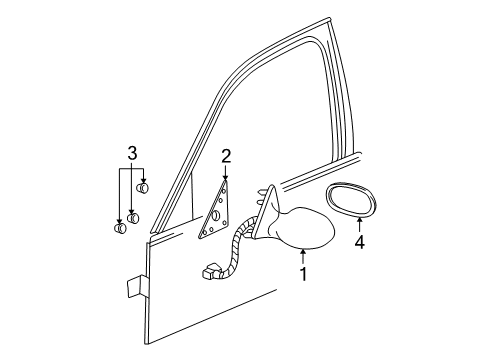 2003 Buick Park Avenue Outside Mirrors Mirror Glass Diagram for 88986215