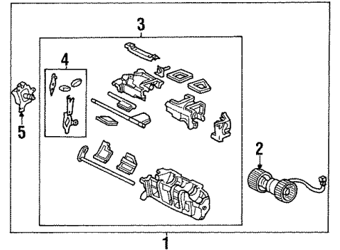 1995 Acura TL Blower Motor & Fan Blower Assembly Diagram for 79300-SW5-A02