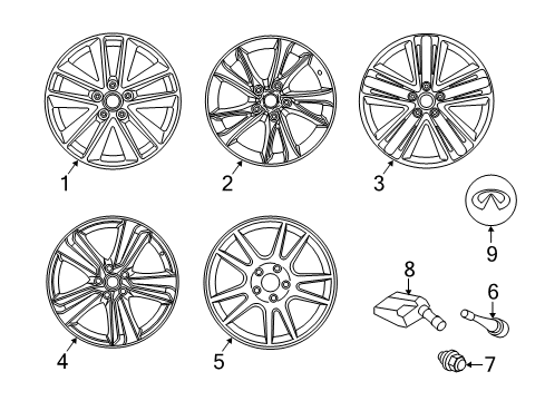 2016 Infiniti Q50 Wheels, Covers & Trim Aluminum Wheel Diagram for D0CMM-4GC3C