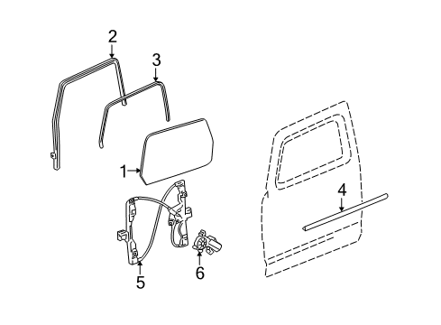 2006 Hummer H3 Front Door Weatherstrip, Front Side Door Window Diagram for 25903184